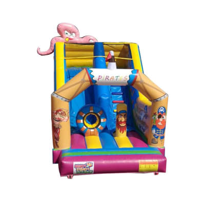 Pirate's Aboard Mega Slide, a inflatable slide for hire from Ready Steady Bounce