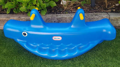Blue Tykes See Saw, a soft play set for hire from Bouncy Castle Club