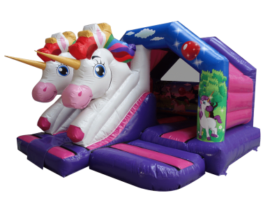 15ft x 12ft Unicorn Front Slide, a inflatable slide for hire from Bounce Mania