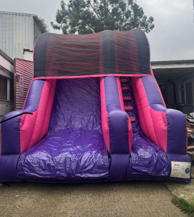 8ft Pink And Purple Slide, a inflatable slide for hire from Wallington Bouncy Castles