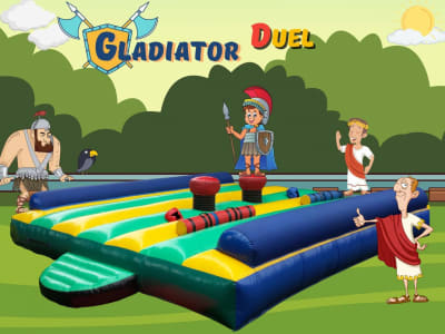 Inflatable Gladiator Duel for adults & kids 23x16ft, a inflatable game for hire from Have A Bounce