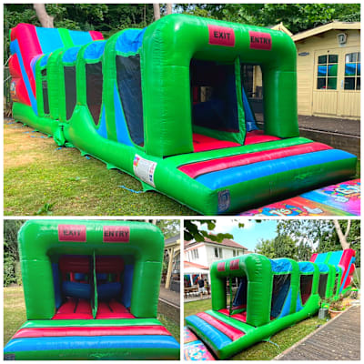 Assault Course - Front On & Off with Big Slide, a assault course for hire from BJ's Bouncy Castles & Soft Play Hire