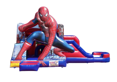 Spiderman Bounce n Slide, a bounce and slide combo for hire from Ready Steady Bounce
