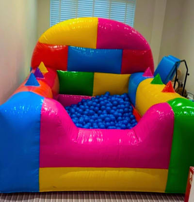 Lego Ball Pit, a soft play set for hire from Elmbridge Inflatables