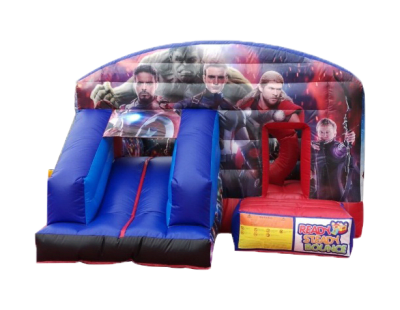 Marvel Superhero Bounce n Slide, a bounce and slide combo for hire from Ready Steady Bounce