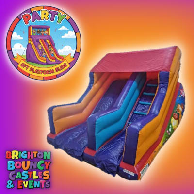 Party 8ft Platform Slide, a inflatable slide for hire from Brighton Bouncy Castles
