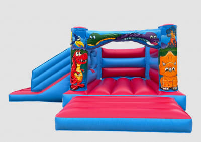 Dinosaur H Frame Bounce and Slide, a bounce and slide combo for hire from Chloe's Castles
