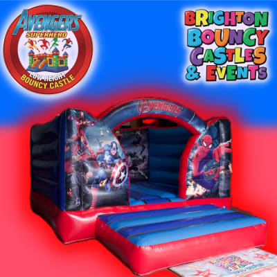 Avengers & Superhero Low Heigh Bouncy Castle, a bouncy castle for hire from Brighton Bouncy Castles