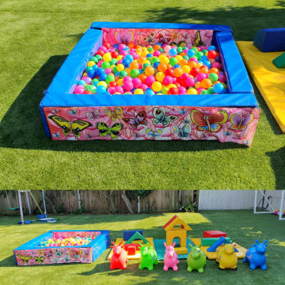 BUTTERFLIES BLUE BALL PIT & SOFT PLAY EQUIPMENT SET, a soft play set for hire from All Bounce Surrey