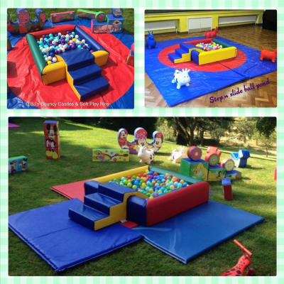Ball Pond Climb' n' Slide, a inflatable slide for hire from BJ's Bouncy Castles & Soft Play Hire