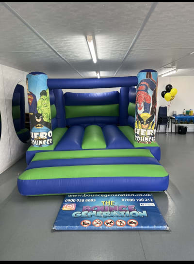 Superhero Bouncy Castle (15x12ft Low Height), a bouncy castle for hire from The Bounce Generation