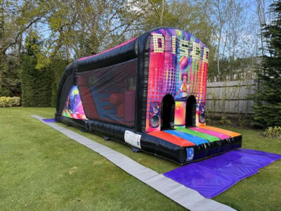 Disco Fun Run (10ft x 29ft), a assault course for hire from Elmbridge Inflatables