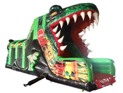 46ft 3D Dinosaur Mega Assault Course, a assault course for hire from Bouncy Castle Boys