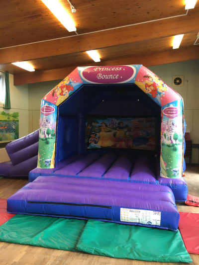 17ft x 15ft Fairytale Princess Slide combo, a bounce and slide combo for hire from Rick's Castles