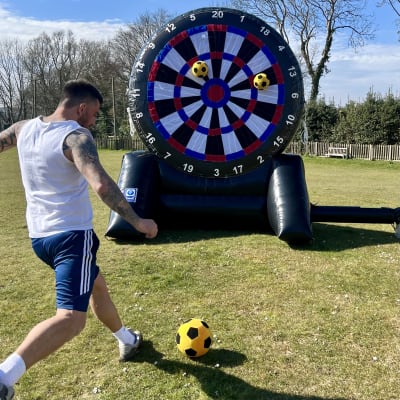 Football Kick 'n' Stick, a inflatable game for hire from KBS Inflatable Kingdom