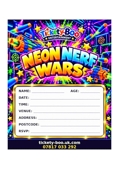 Neon Nerf Wars printable party invitation