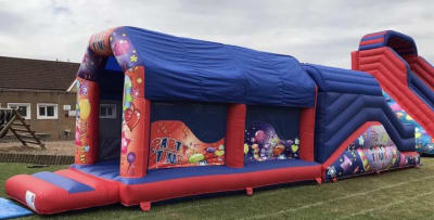 Double assault course, a assault course for hire from Croydon Bouncy Castles