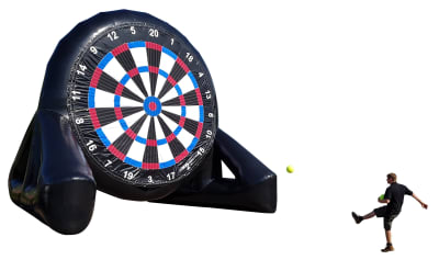 Kick n' Stick Foot Darts, a inflatable game for hire from JV Bouncy Castle Hire
