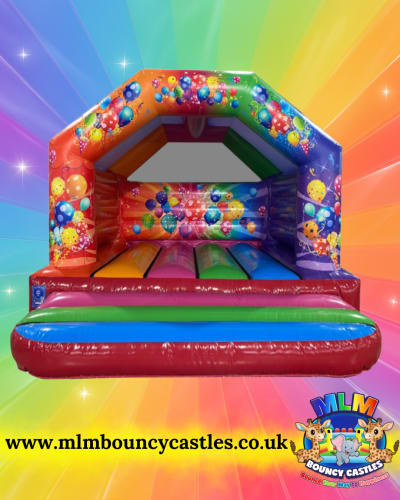 15ft x 12ft Multicoloured Party Bouncy Castle, a bouncy castle for hire from MLM Bouncy Castles