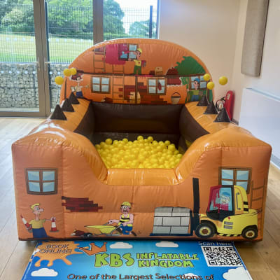 Construction Air Juggler Ball Pit, a soft play set for hire from KBS Inflatable Kingdom
