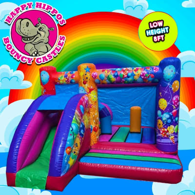 15ft x 12ft Party Slide Activity Bouncer - Under 6's Only! - Low Height (8ft), a bounce and slide combo for hire from Happy Hippos Bouncy Castles