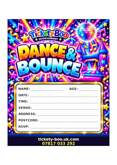 Dance and Bounce printable party invitation