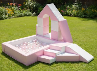 Pastel Pink Soft Play & Ball Pit – Premium Set, a soft play set for hire from The Bounce Boutique
