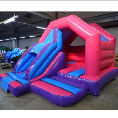 Bounce & Slide 9 Pink Blue Purple, a bounce and slide combo for hire from Bromley Bouncy Castles
