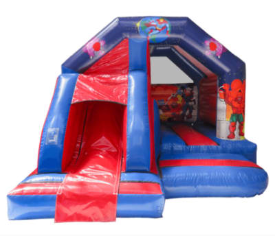 Super Hero Slide Combi, a bounce and slide combo for hire from Crockerz Castles