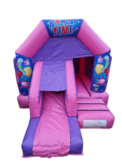Party Time Pink Slide, a inflatable slide for hire from Bouncy Boss