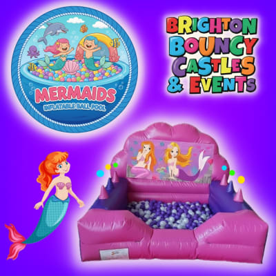 Mermaids Inflatable Ball Pool, a soft play set for hire from Brighton Bouncy Castles