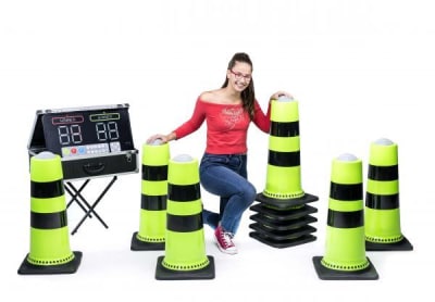 (IG-04) Interactive Sport Cones x 10 (IPS), a inflatable game for hire from KiDz Parties LLP