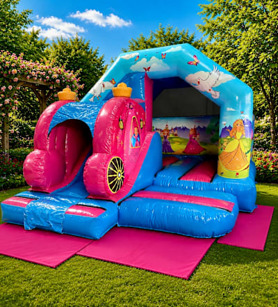 Princess Carriage Bounce and Slide, a bounce and slide combo for hire from Bounce Again