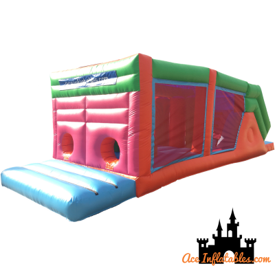 30ft Rainbow Fun Run, a assault course for hire from Ace Inflatables