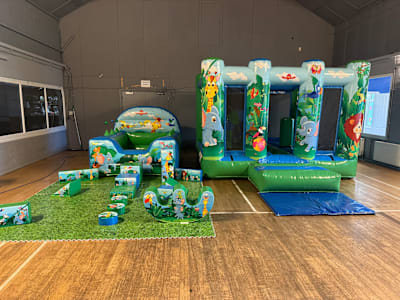 Jungle Bounce and play, ball pool and soft play, a soft play set for hire from Bounce House Inflatables