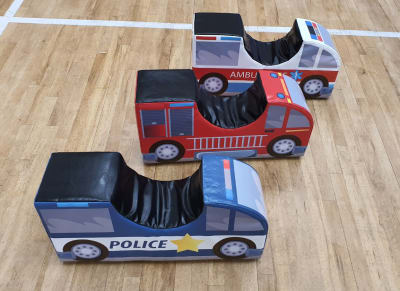 Soft Play 3 x Emergency Service Vehicles Add-On, a soft play set for hire from Allsorts Inflatables