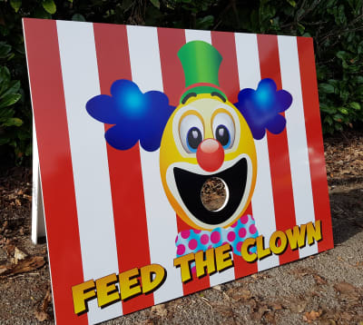 Feed the Clown Side Stall Game, a inflatable game for hire from Abc Party Hire