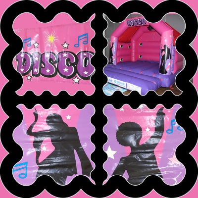 (BC-1) "Pink Disco" Pink & Purple Themed Bouncy Castle, a bouncy castle for hire from KiDz Parties LLP