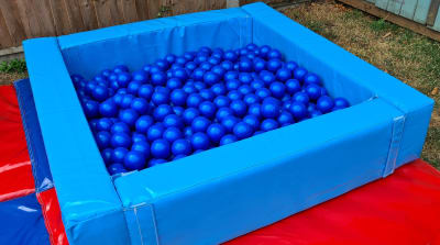 Square Blue Ball Pit, a soft play set for hire from Bouncy Boss
