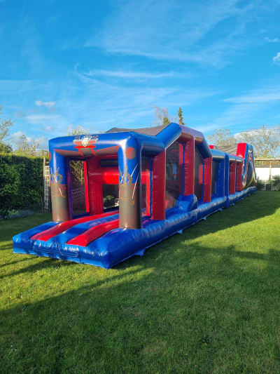 18m 2 Part Obstacle Course Ninja, a assault course for hire from Alpha Bouncy Castles & Events