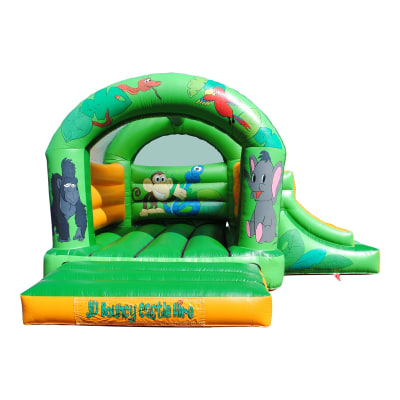 15 x 18ft Jungle Bouncy Castle and Slide Combi, a bounce and slide combo for hire from JV Bouncy Castle Hire