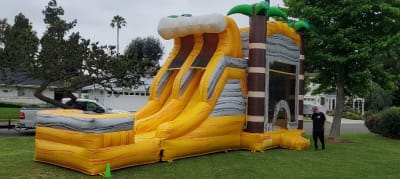 4 in 1 Tropical blue palms combo bounce house. #012 - 714 Jumpers