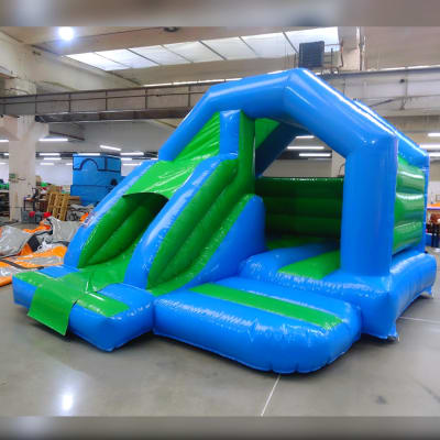 Bounce & Slide 4 Green & Blue, a bounce and slide combo for hire from Bromley Bouncy Castles