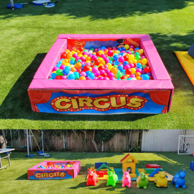 CIRCUS PINK BALL PIT & SOFT PLAY EQUIPMENT SET, a soft play set for hire from All Bounce Surrey