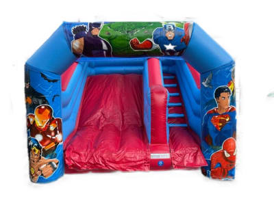 Superhero 2 Tots Slide, a inflatable slide for hire from Epic Inflatables & Soft Play Hire