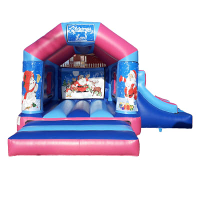 Christmas Bouncer Single Slide, a bounce and slide combo for hire from Jumping Jacks