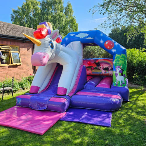 3D Unicorn Bouncy Castle Slide Combi (12 x 15ft)