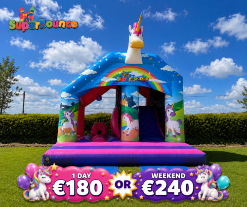 Unicorn Disco Play and Slide Bouncy Castle hire in East Meath