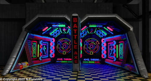 Black Light Neon Axe Game interactive rental for an Eastvale party or group event