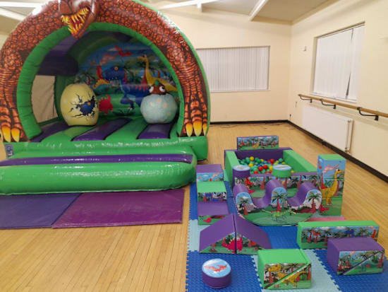 Dinosaur Bouncy Castle Soft Play and Ball Pond package Polegate